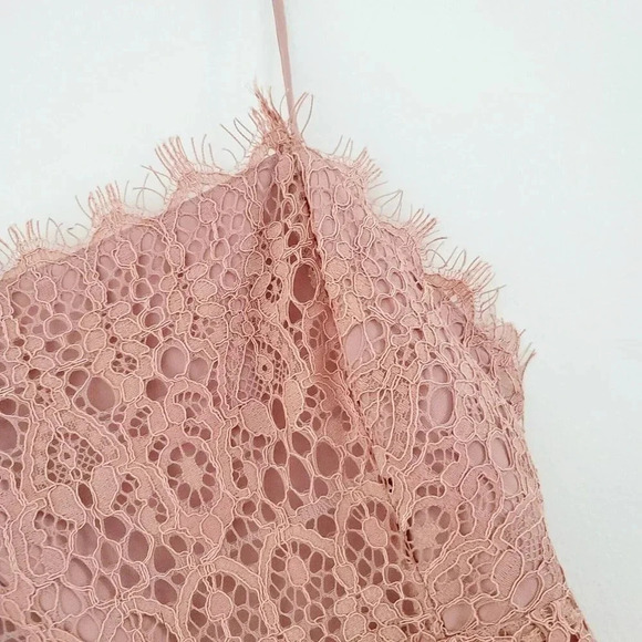 ASOS DESIGN Petite Square Neck Pencil Sheath Midi Lace Blush Pink Dress 0 XS NWT - Picture 6 of 14